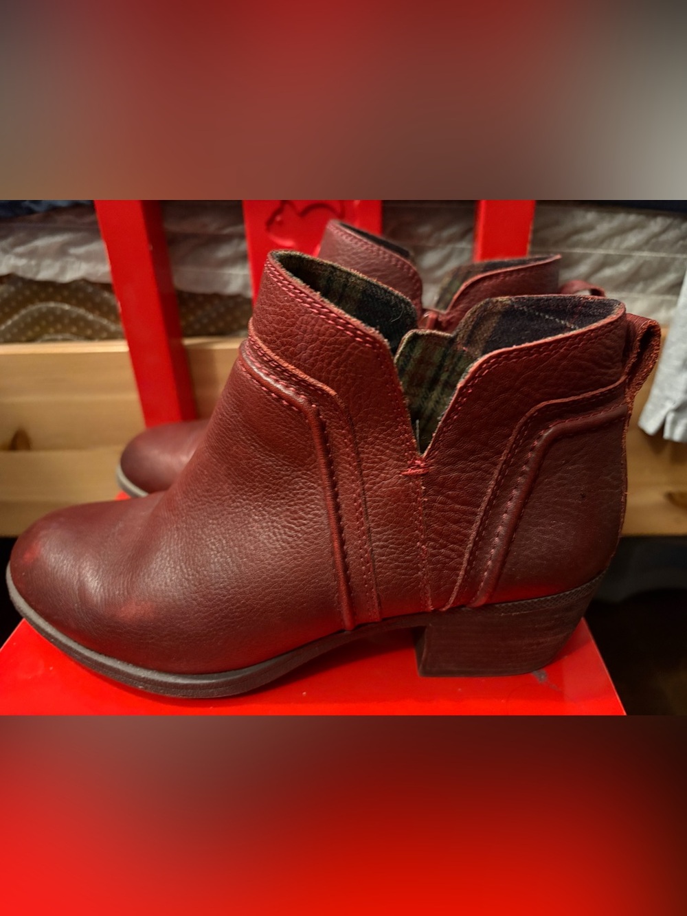 Cobb Hill by New Balance Women's Red Leather Ankle Booties - Picture 2 of 7